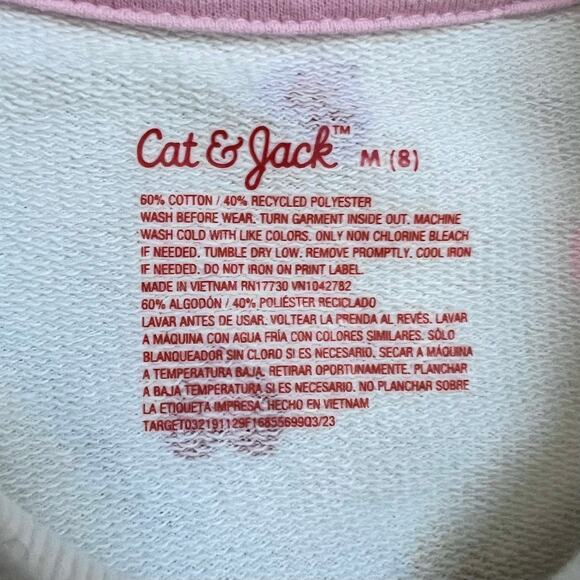 Cat & Jack Fleece Dress Girls 8 White Long Sleeve Multicolor Valentine Hearts - Picture 7 of 7